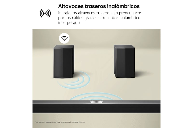 LG Barra de Sonido - LG S60TR, Bluetooth, 440W, 5.1 Canales con subwoofer, altavoces traseros para cine en casa, Dolby Digital, DTS Digital Surround , Negro, S60TR