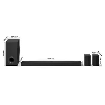 LG Barra de Sonido - LG S80TR, Bluetooth, 580W, 5.1.3 Canales con subwoofer, altavoces traseros para cine en casa, Dolby Atmos, DTS-X, IA Ready, Negro, S80TR