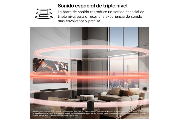 LG Barra de Sonido - LG S80TR, Bluetooth, 580W, 5.1.3 Canales con subwoofer, altavoces traseros para cine en casa, Dolby Atmos, DTS-X, IA Ready, Negro, S80TR