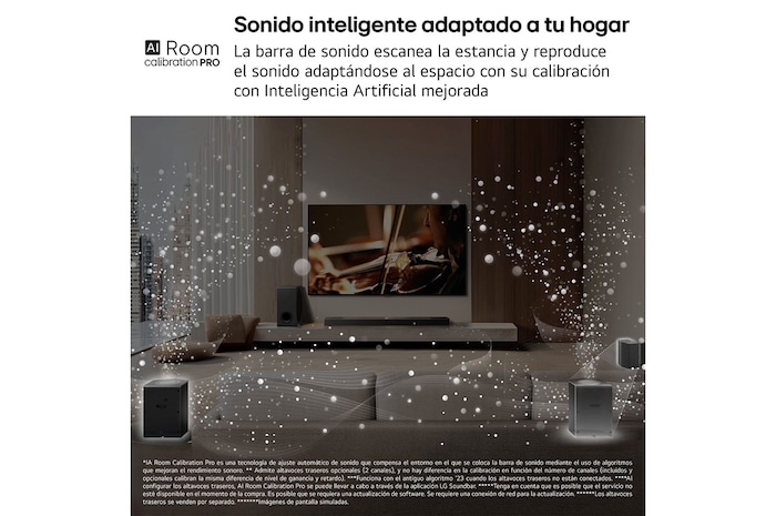 LG Barra de Sonido - LG S80TR, Bluetooth, 580W, 5.1.3 Canales con subwoofer, altavoces traseros para cine en casa, Dolby Atmos, DTS-X, IA Ready, Negro, S80TR