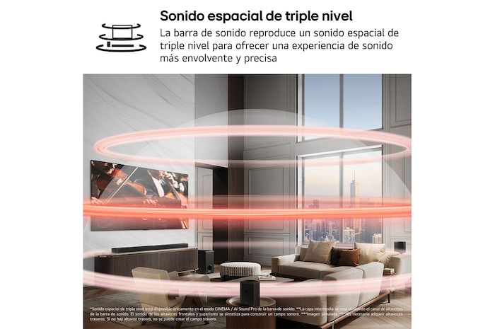 LG Barra de Sonido - LG S90TR, Bluetooth, 670W, 7.1.3 Canales con subwoofer, altavoces traseros para cine en casa, Dolby Atmos, DTS:X, IA Ready, Negro, S90TR
