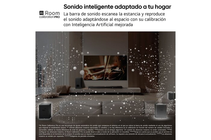 LG Barra de Sonido - LG S90TR, Bluetooth, 670W, 7.1.3 Canales con subwoofer, altavoces traseros para cine en casa, Dolby Atmos, DTS:X, IA Ready, Negro, S90TR