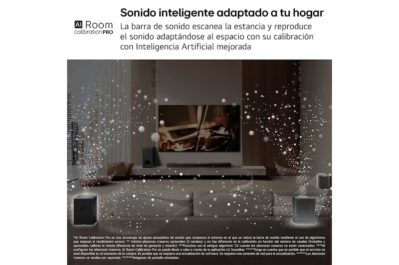 LG Barra de sonido para TV - LG S90TY, Bluetooth, 570W, 5.1.3 Canales con Subwoofer, Dolby Atmos, DTS:X, IA Ready, Negro, S90TY