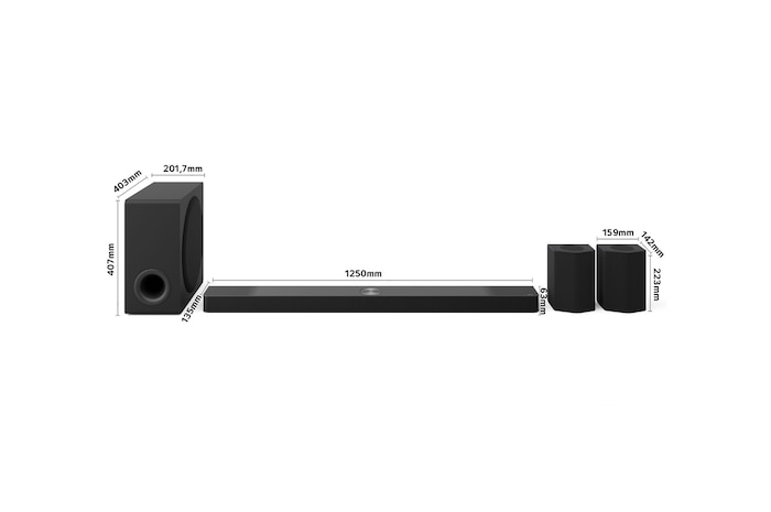 LG Barra de Sonido - LG S95TR, Bluetooth, 810W, 9.1.5 Canales con subwoofer, altavoces traseros para cine en casa, Dolby Atmos, DTS:X, IA Ready, Negro, S95TRSP.DESB