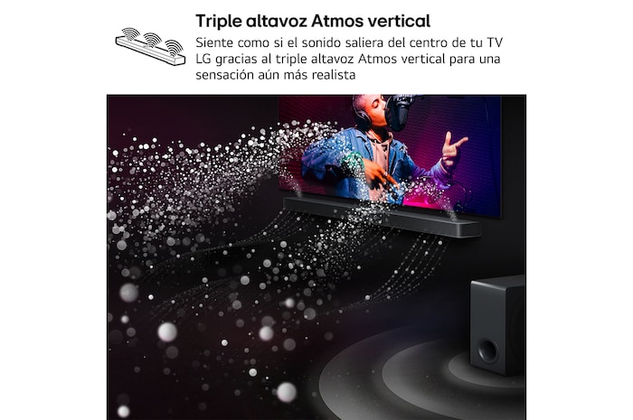 LG Barra de Sonido - LG S95TR, Bluetooth, 810W, 9.1.5 Canales con subwoofer, altavoces traseros para cine en casa, Dolby Atmos, DTS:X, IA Ready, Negro, S95TRSP.DESB