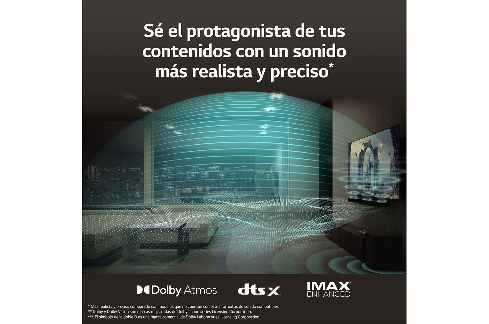 LG Barra de sonido para TV - LG SC9S, Bluetooth, 400W, 3.1.3  canales con Subwoofer, Dolby Atmos, DTS:X, IA Ready, Gris Oscuro, SC9S