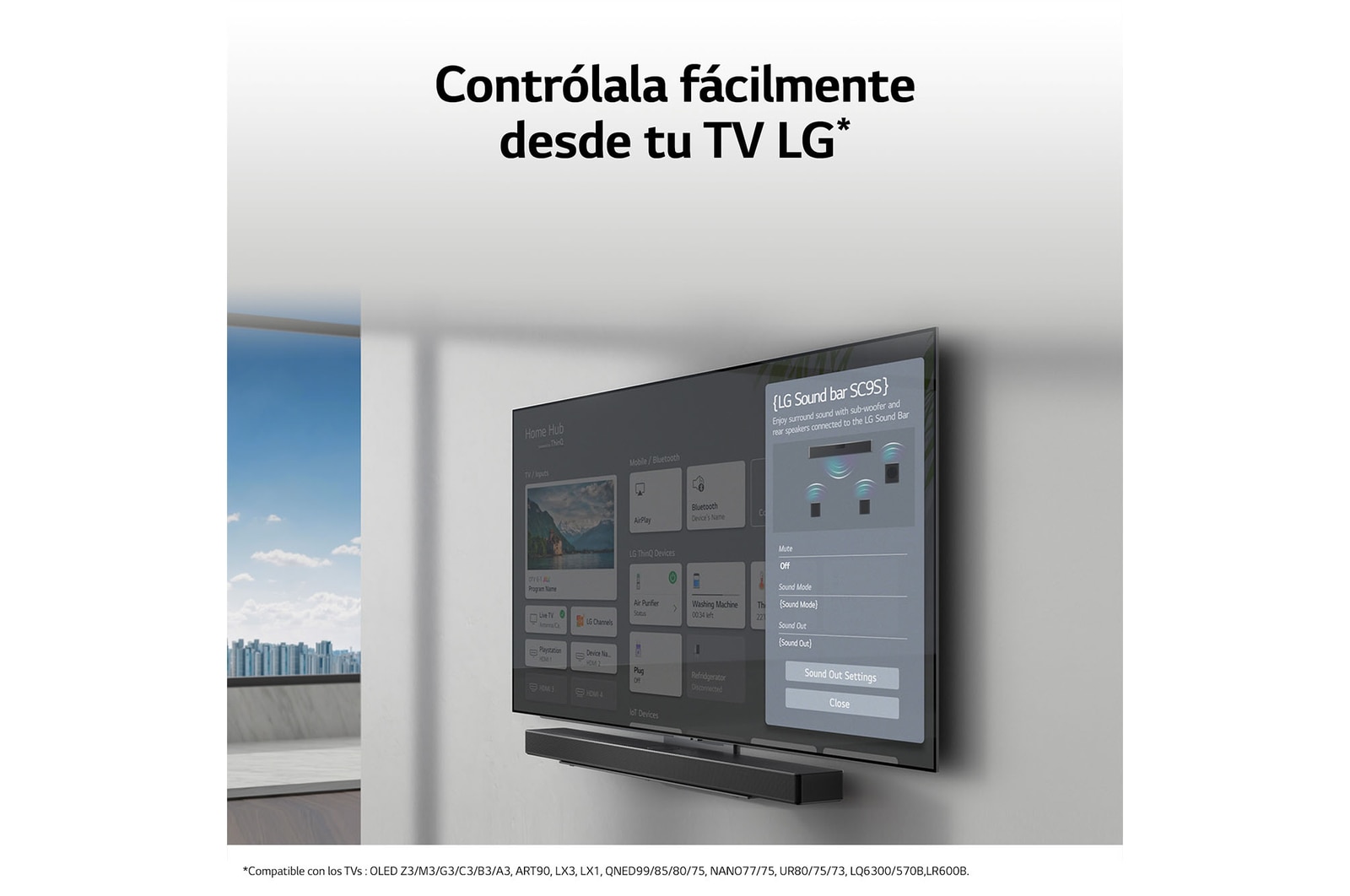LG Barra de sonido para TV - LG SC9S, Bluetooth, 400W, 3.1.3  canales con Subwoofer, Dolby Atmos, DTS:X, IA Ready, Gris Oscuro, SC9S