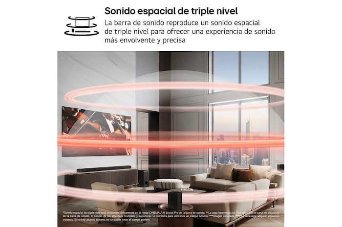 LG Barra de sonido para TV - LG SG10TY, Bluetooth, 420W, 3.1 Canales con Subwoofer, Dolby Atmos, DTS-X, IA Ready, Negro, SG10TY