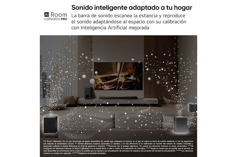 LG Barra de sonido para TV - LG SG10TY, Bluetooth, 420W, 3.1 Canales con Subwoofer, Dolby Atmos, DTS-X, IA Ready, Negro, SG10TY
