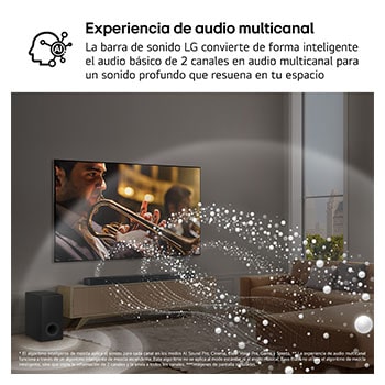 LG Barra de sonido para TV - LG SG10TY, Bluetooth, 420W, 3.1 Canales con Subwoofer, Dolby Atmos, DTS-X, IA Ready, Negro, SG10TY