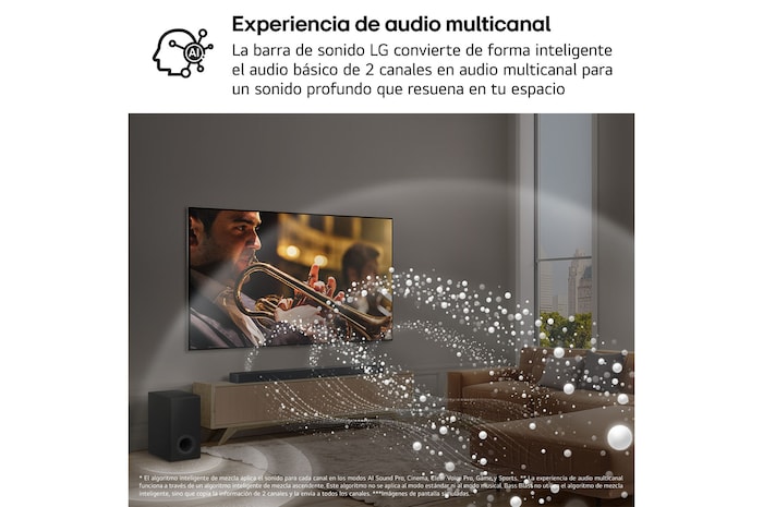 LG Barra de sonido para TV - LG SG10TY, Bluetooth, 420W, 3.1 Canales con Subwoofer, Dolby Atmos, DTS-X, IA Ready, Negro, SG10TY