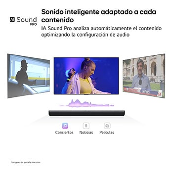 LG Barra de sonido para TV - LG SG10TY, Bluetooth, 420W, 3.1 Canales con Subwoofer, Dolby Atmos, DTS-X, IA Ready, Negro, SG10TY