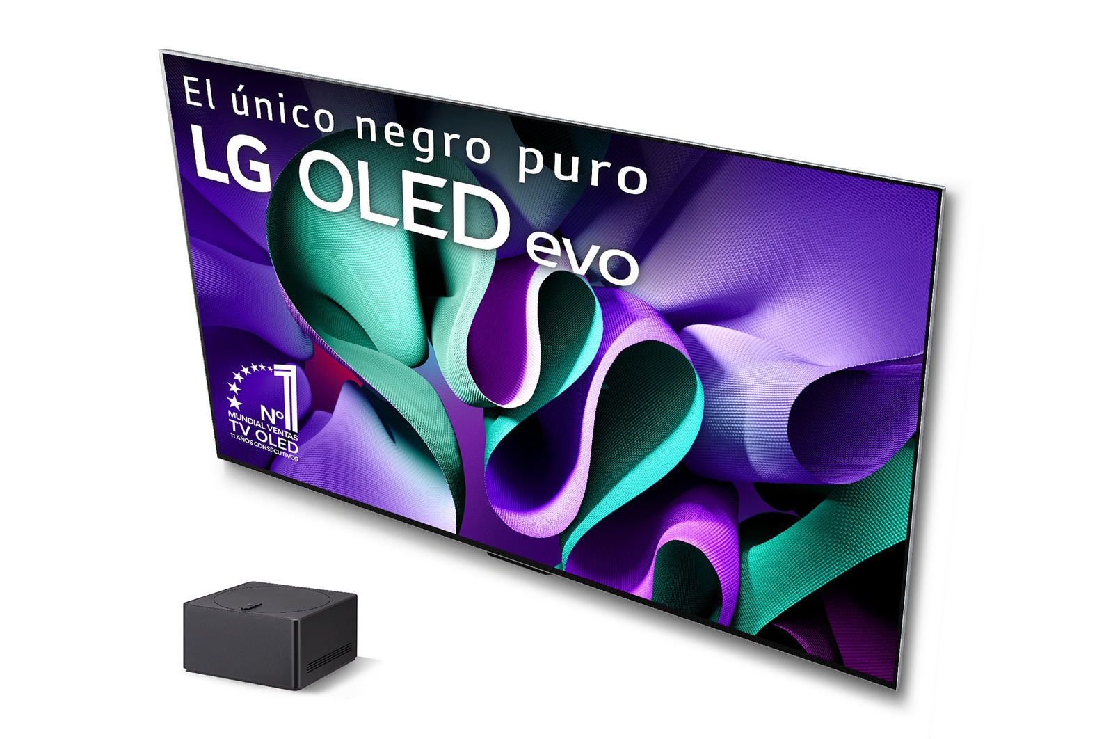Close-up image of LG OLED evo TV, OLED M4 showing the ultra-slim top edge