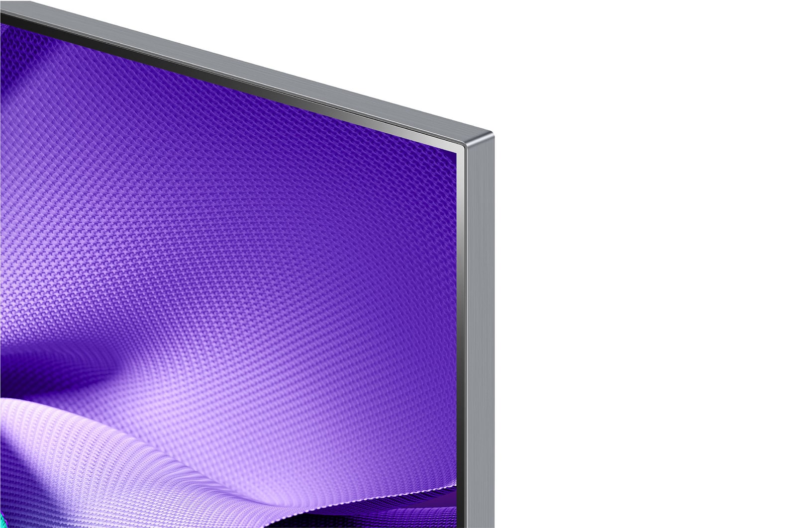 Close-up image of LG OLED evo TV, OLED M4 showing the ultra-slim top edge