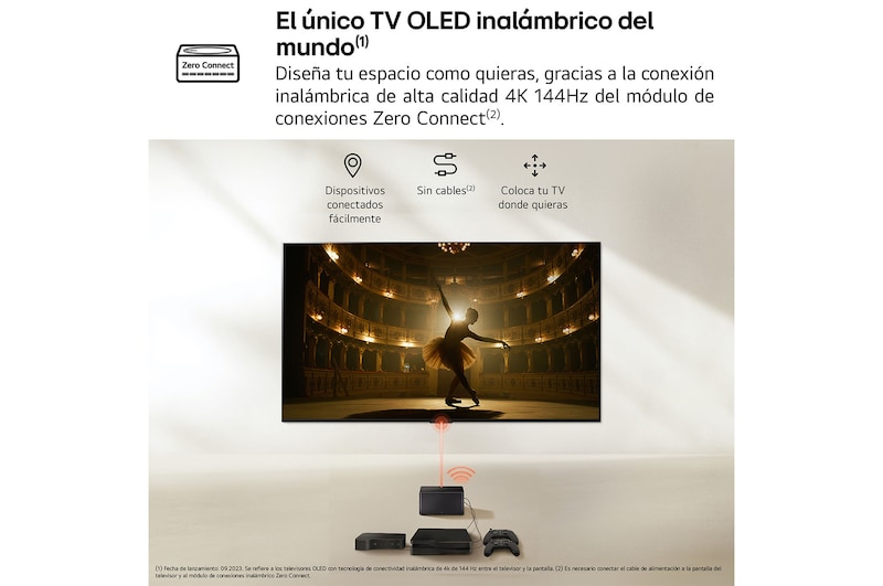 LG Primer televisor verdaderamente inalámbrico LG OLED evo AI M4 de 77 pulgadas con vídeo de 4K 144Hz con transferencia de audio , OLED77M49LA