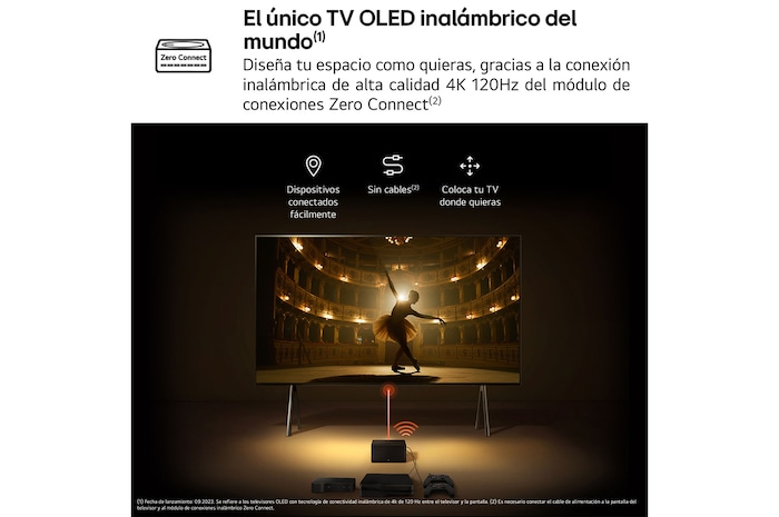 LG Televisor LG SIGNATURE OLED M4 True Wireless de 97 pulgadas con vídeo con transferencia de audio en 4K 120 Hz , OLED97M49LA