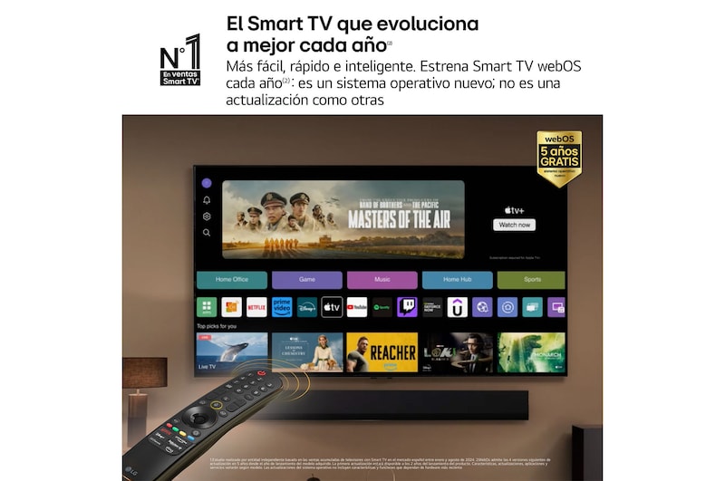 LG Outlet 65 pulgadas Smart TV LG QNED80 AI 4K 2024, 65QNED80T6A.OUTLET