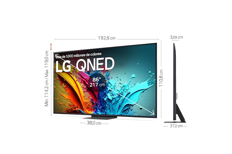 LG 86 pulgadas TV LG QNED 4K serie AI QNED86  con Smart TV WebOS24, 86QNED86T6A