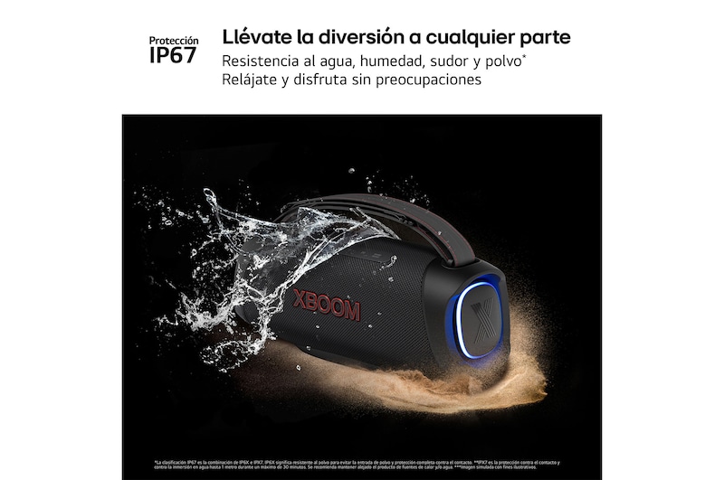 LG xboom XG8T - Altavoz inalámbrico, bluetooth, 60W, hasta 15h batería, resistencia militar, IP67, Negro, XG8T.DESB