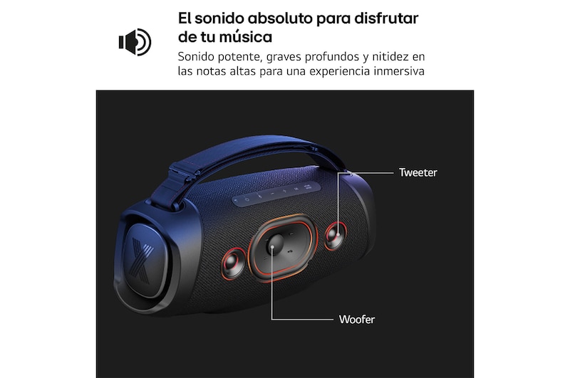 LG xboom XG8T - Altavoz inalámbrico, bluetooth, 60W, hasta 15h batería, resistencia militar, IP67, Negro, XG8T.DESB