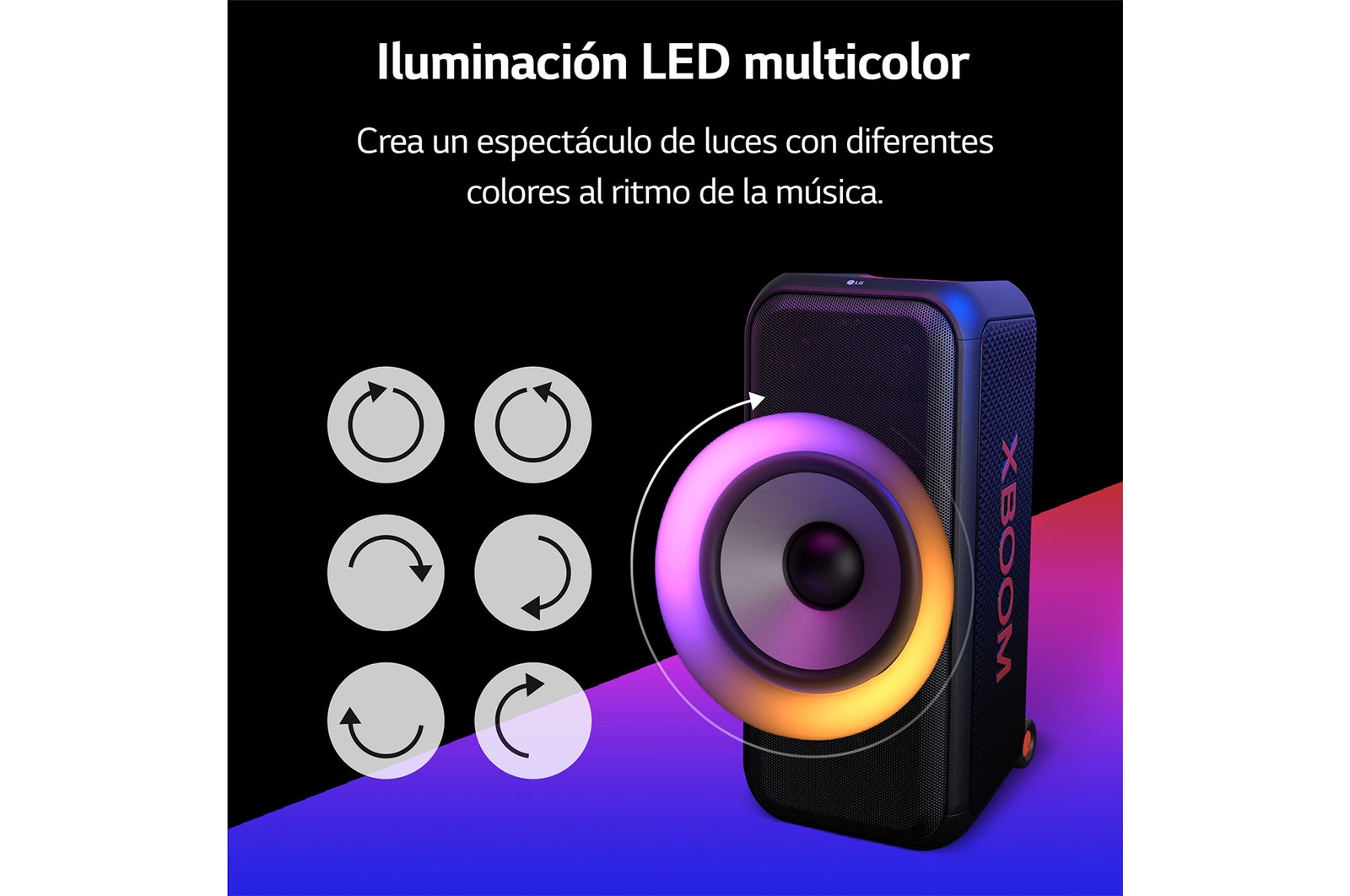 LG xboom La Bestia XL7S - Altavoz gran potencia, 250W, karaoke, luces y pantalla LED, efectos de DJ, Bluetooth, hasta 20h batería, Asa Telescópica y Ruedas, Resistencia IPX4 ,Negro, XL7S
