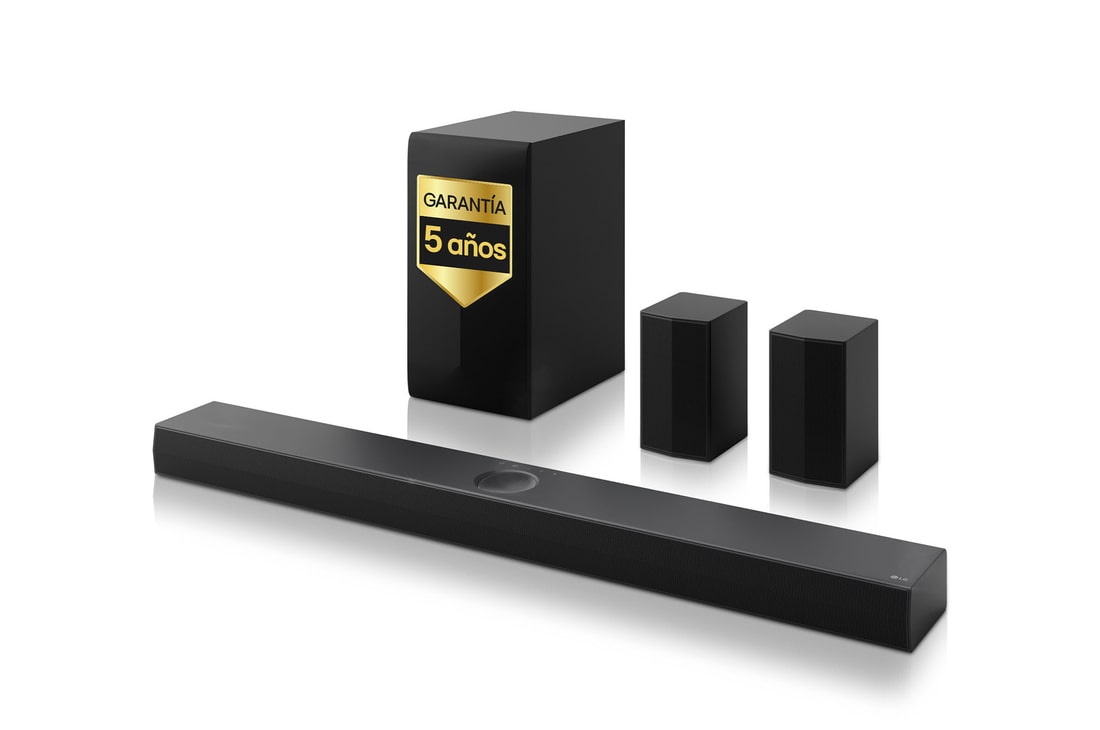 LG Barra de Sonido - LG S70TR, Bluetooth, 500W, 5.1.1 Canales con Subwoofer, altavoces traseros para cine en casa, Dolby Atmos, DTS:X, Negro, S70TR.DESB