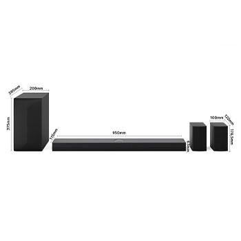 LG Barra de Sonido - LG S70TR, Bluetooth, 500W, 5.1.1 Canales con Subwoofer, altavoces traseros para cine en casa, Dolby Atmos, DTS:X, Negro, S70TR