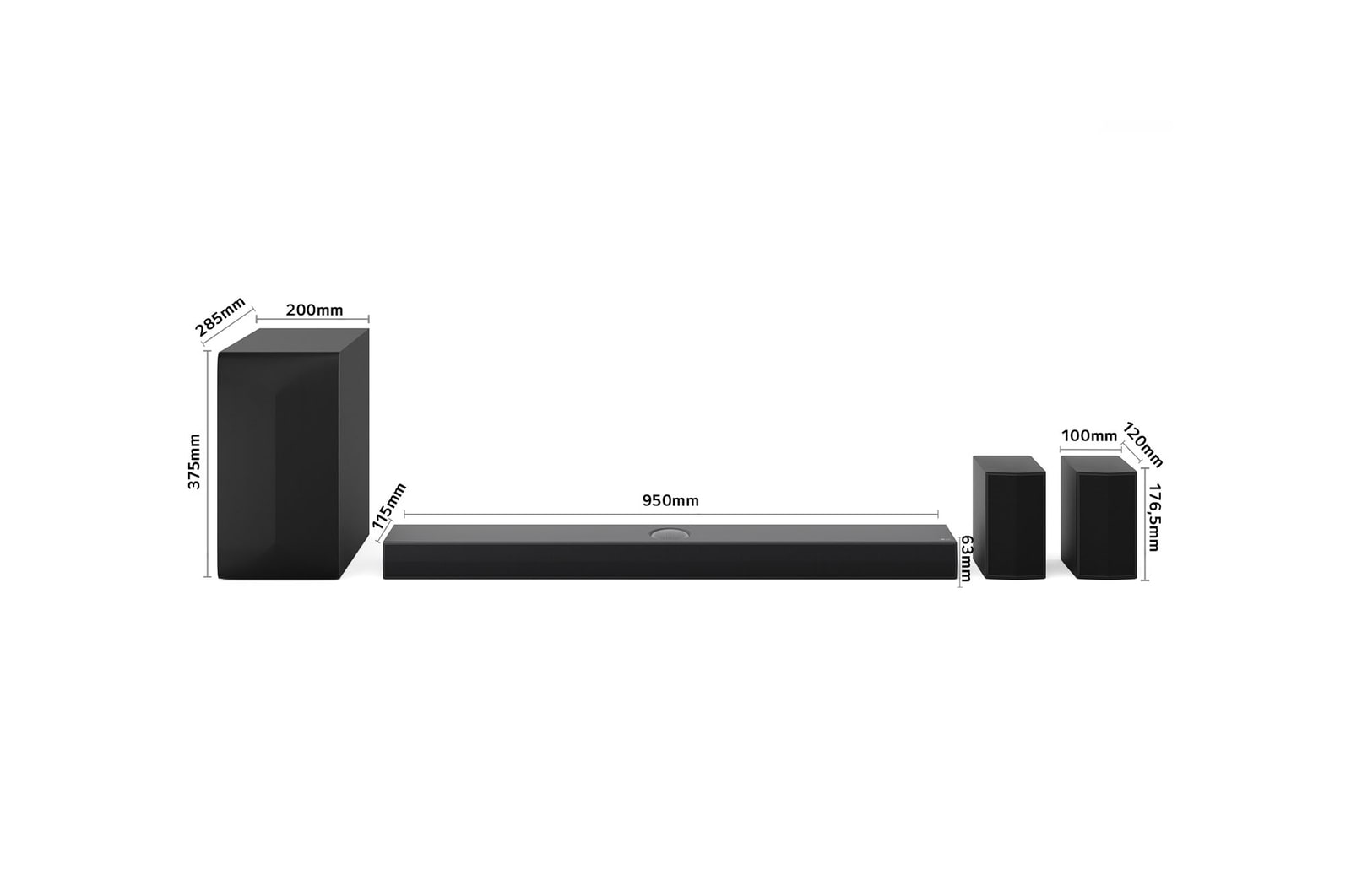 LG Barra de Sonido - LG S70TR, Bluetooth, 500W, 5.1.1 Canales con Subwoofer, altavoces traseros para cine en casa, Dolby Atmos, DTS:X, Negro, S70TR