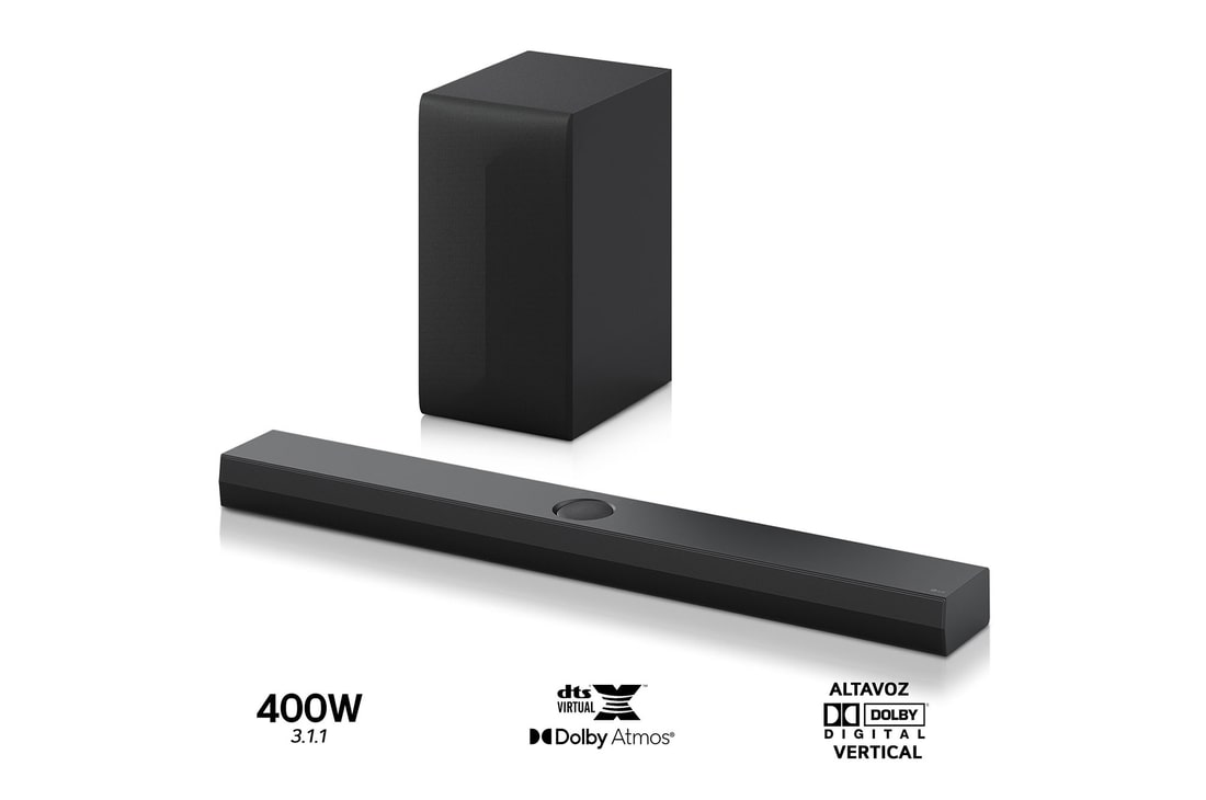 LG Barra de sonido para TV - LG S70TY, Bluetooth, 400W, 3.1.1 Canales con subwoofer, Dolby Atmos, DTS:X, Negro, S70TY