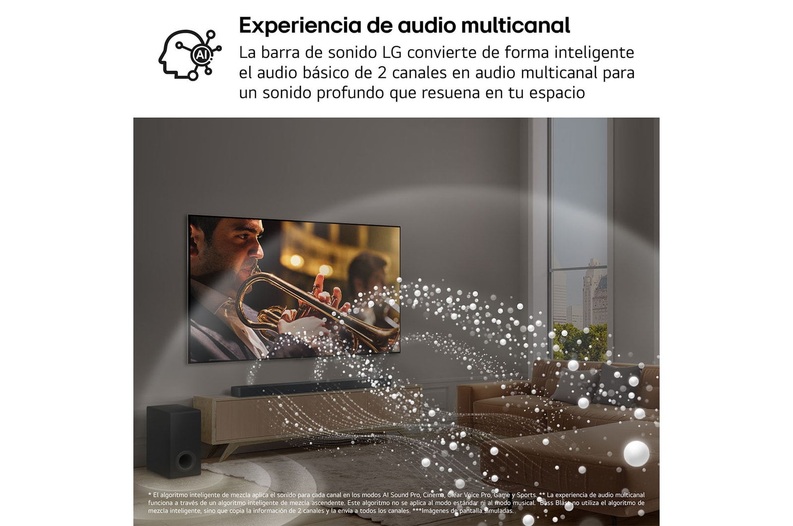 LG Barra de sonido para TV - LG S70TY, Bluetooth, 400W, 3.1.1 Canales con subwoofer, Dolby Atmos, DTS:X, Negro, S70TY
