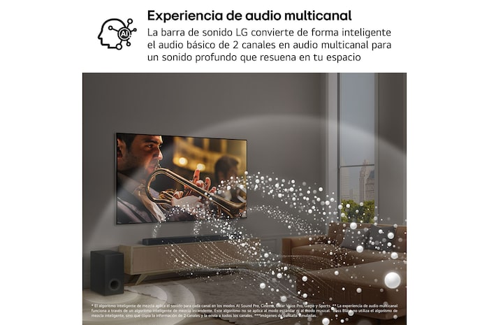 LG Barra de sonido para TV - LG S70TY, Bluetooth, 400W, 3.1.1 Canales con subwoofer, Dolby Atmos, DTS:X, Negro, S70TY.DESB