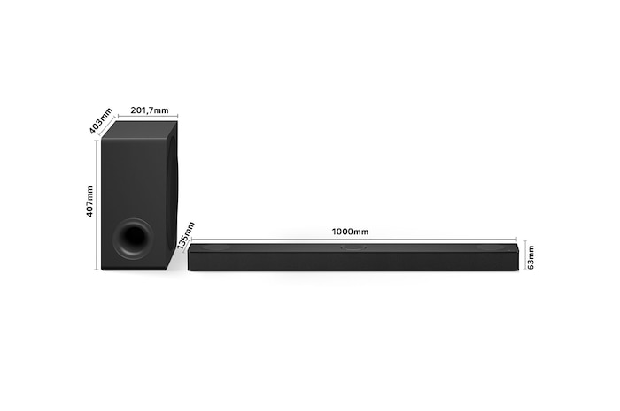 Vista superior de la barra de sonido LG S80TY