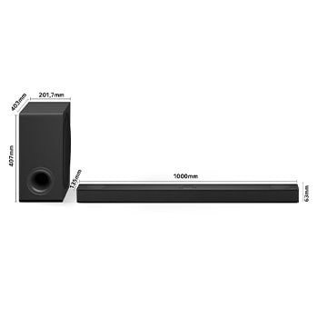 Vista superior de la barra de sonido LG S80TY