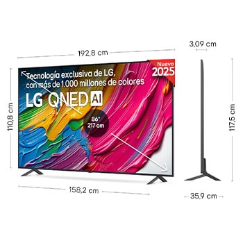 Rear view of LG QNED80 TV