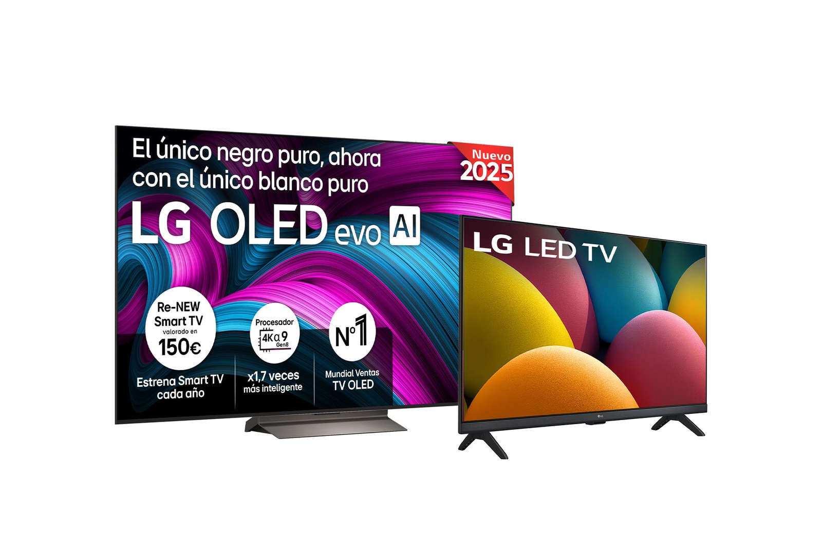 Vista frontal del televisor LG OLED evo AI C5 4K Smart TV. En la pantalla aparecen el distintivo “12 Years of world number 1 OLED” y el logotipo LG OLED evo AI 2025.