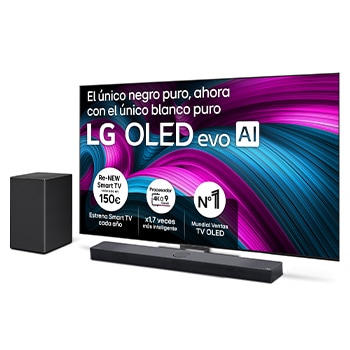 Vista frontal del televisor LG OLED evo AI C5 4K Smart TV. En la pantalla aparecen el distintivo “12 Years of world number 1 OLED” y el logotipo LG OLED evo AI 2025.