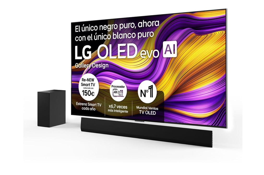 Vista frontal del televisor LG OLED evo AI G5 4K Smart TV. En la pantalla aparecen el distintivo “12 Years of world number 1 OLED” y el logotipo LG OLED evo AI 2025.