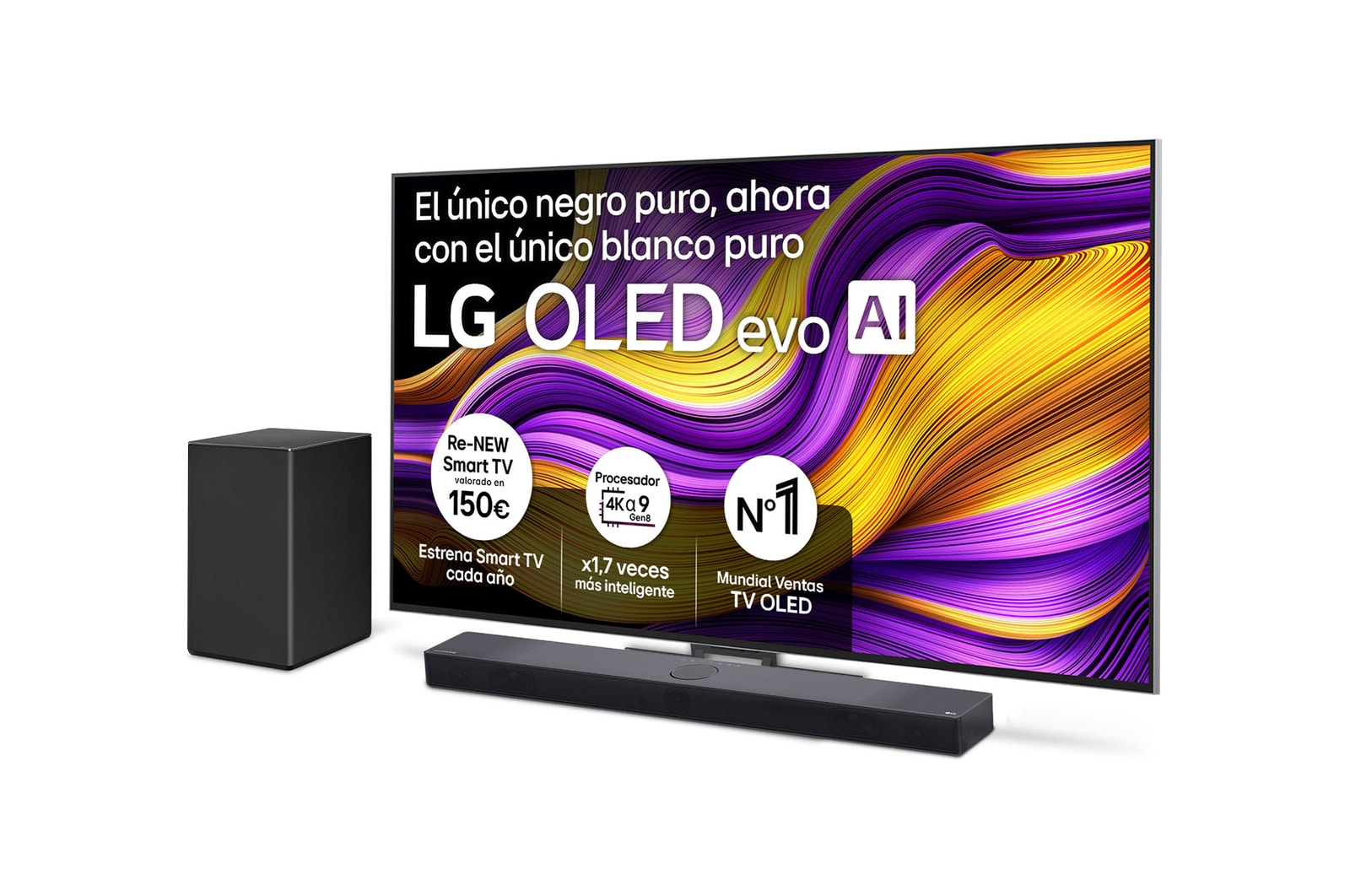 Vista frontal del televisor LG OLED evo AI G5 4K Smart TV. En la pantalla aparecen el distintivo “12 Years of world number 1 OLED” y el logotipo LG OLED evo AI 2025.