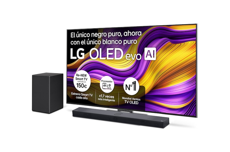 Vista frontal de Pack Smart TV LG OLED evo AI G5 65 pulgadas 4K 2025 + Barra de Sonido SC9S OLED65G56LS.ESB