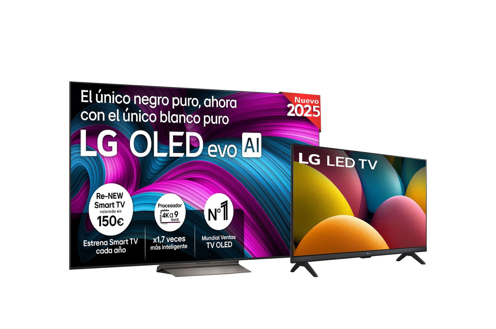 Vista frontal del televisor LG OLED evo AI C5 4K Smart TV. En la pantalla aparecen el distintivo “12 Years of world number 1 OLED” y el logotipo LG OLED evo AI 2025.