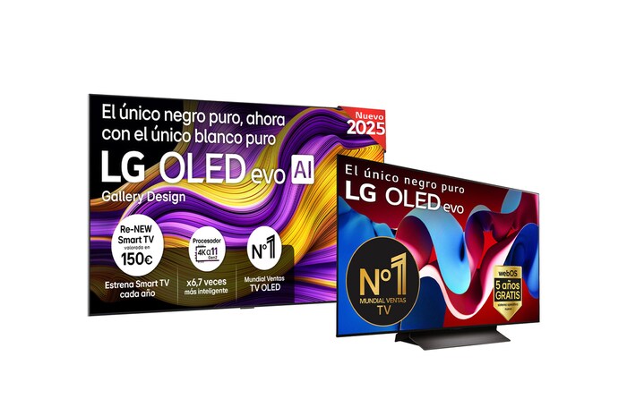Vista frontal del Smart TV LG OLED evo AI G5 83 pulgadas 4K 2025 OLED83G55LW