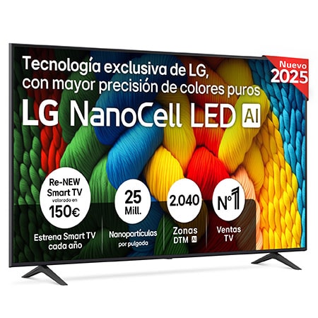 Smart TV LG NanoCell AI NANO80 75 pulgadas 4K 2025 – 75NANO80A6B