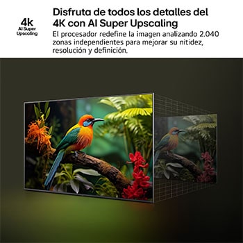 Disfruta de todos los detalles del 4K con AI Super Upscaling	