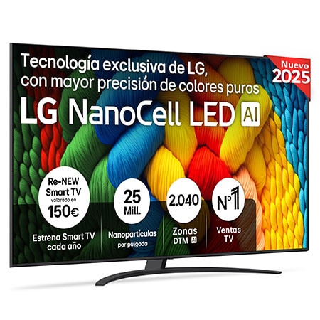 Smart TV LG NanoCell AI NANO81 86 pulgadas 4K 2025 - 86NANO81A6A