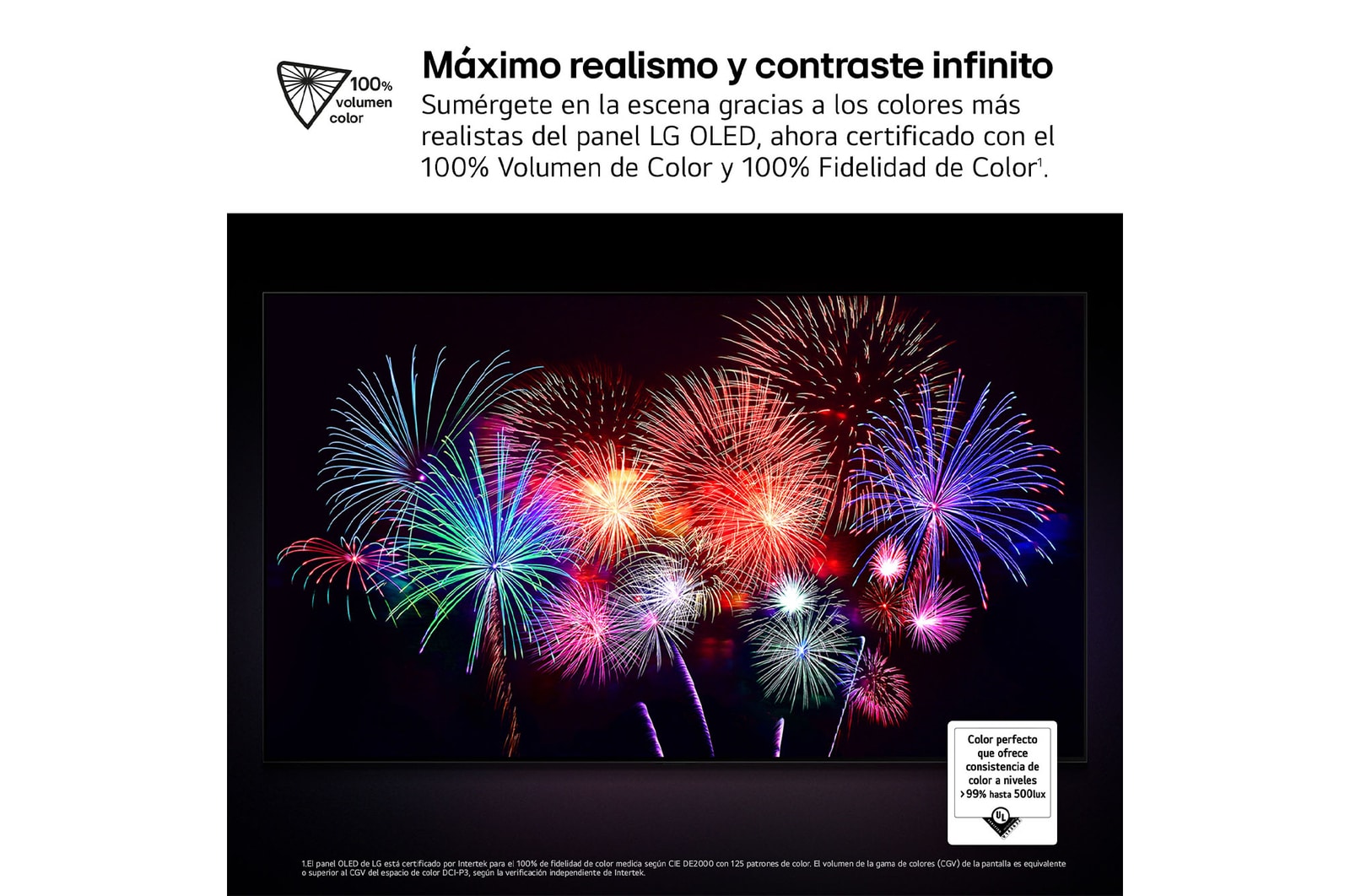 Vista frontal y lateral del televisor LG OLED evo AI C5E 4K Smart TV en las que se muestran sus dimensiones (largo, ancho, alto y profundo).