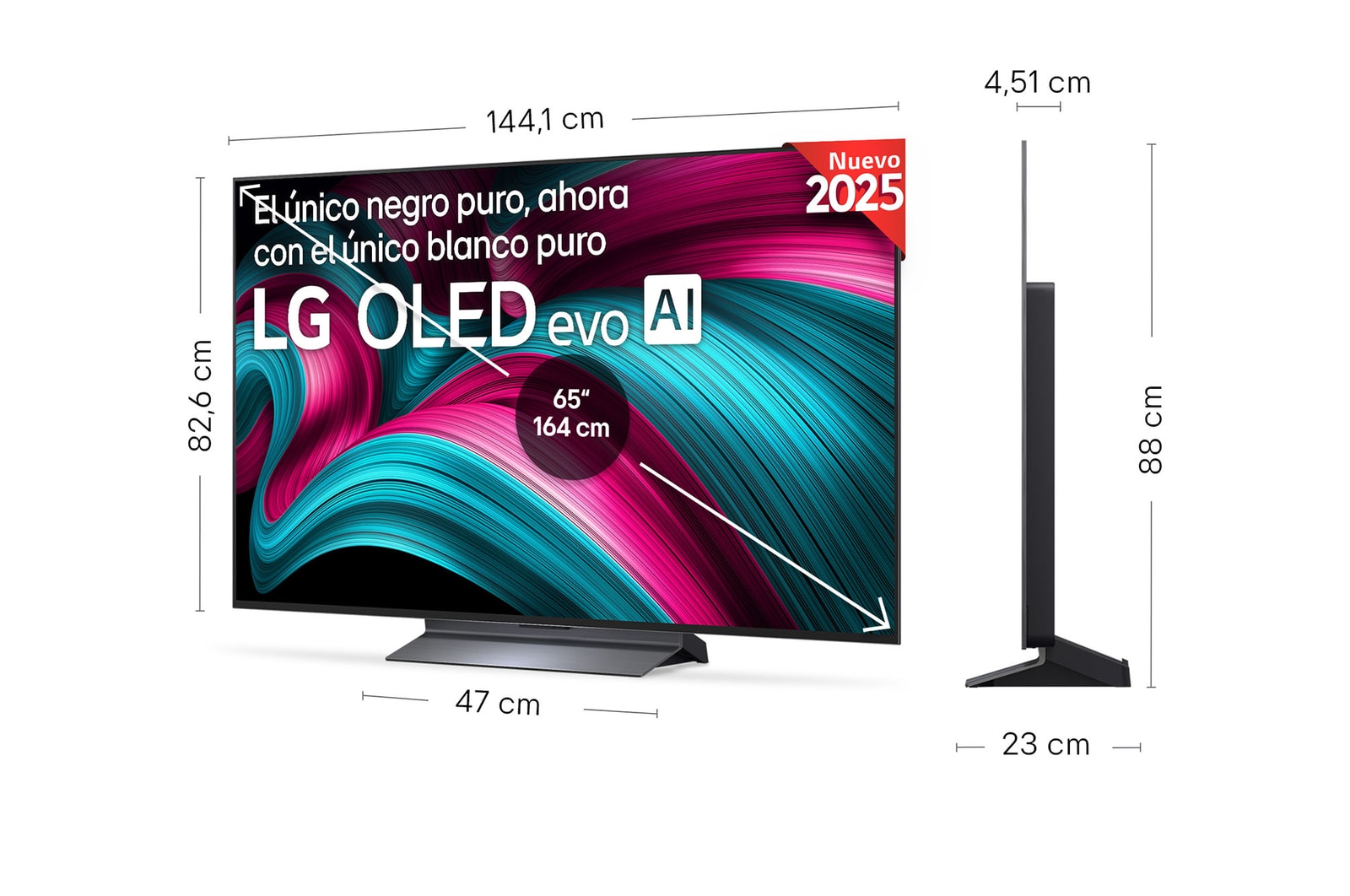 Slightly angled view of LG OLED evo AI C5E 4K Smart TV.