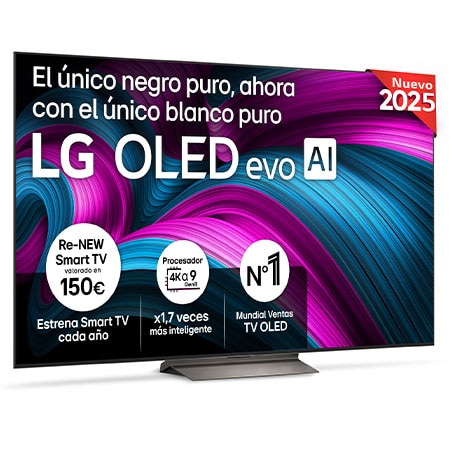Vista frontal del Smart TV LG OLED evo AI C5 77 pulgadas 4K 2025 OLED77C5ELB