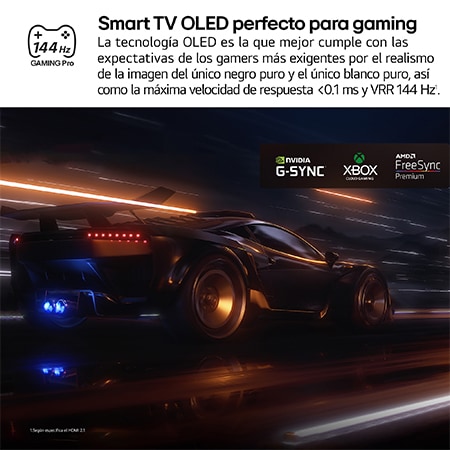 AI Magic Remote de LG en primer plano. El icono del botón AI está resaltado. En el fondo aparece la interfaz de usuario de webOS de LG. El cursor del ratón implica que se está usando el mando a distancia. El texto explica cómo las funciones del mando a distancia y los controles hacen que la navegación en webOS sea más sencilla. 