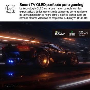 AI Magic Remote de LG en primer plano. El icono del botón AI está resaltado. En el fondo aparece la interfaz de usuario de webOS de LG. El cursor del ratón implica que se está usando el mando a distancia. El texto explica cómo las funciones del mando a distancia y los controles hacen que la navegación en webOS sea más sencilla. 