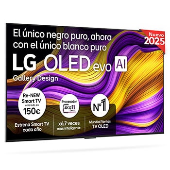 Vista frontal del Smart TV LG OLED evo AI G5 55 pulgadas 4K 2025 OLED55G54LW